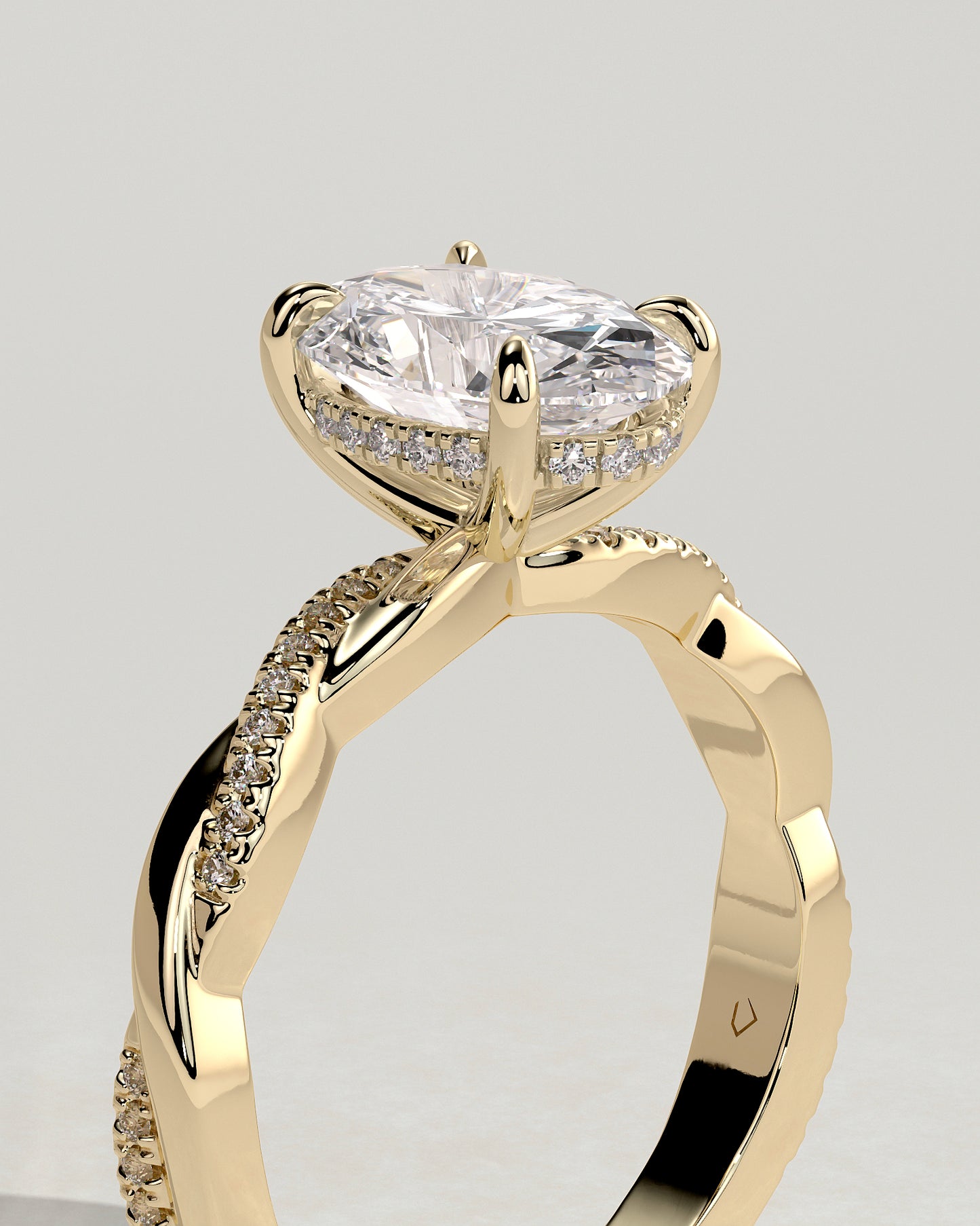 2.0 CT Oval Criss Cross Pave Moissanite Engagement Ring