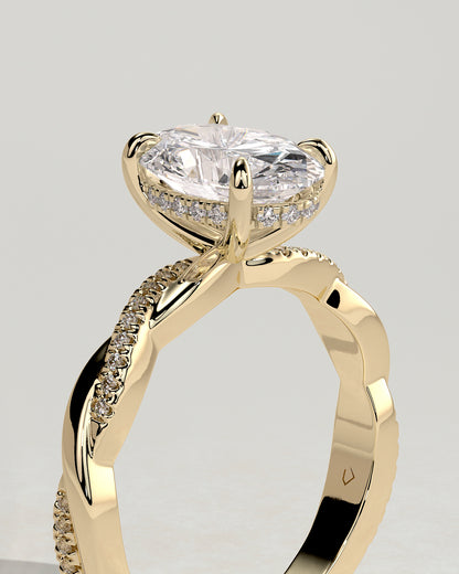 2.0 CT Oval Criss Cross Pave Moissanite Engagement Ring