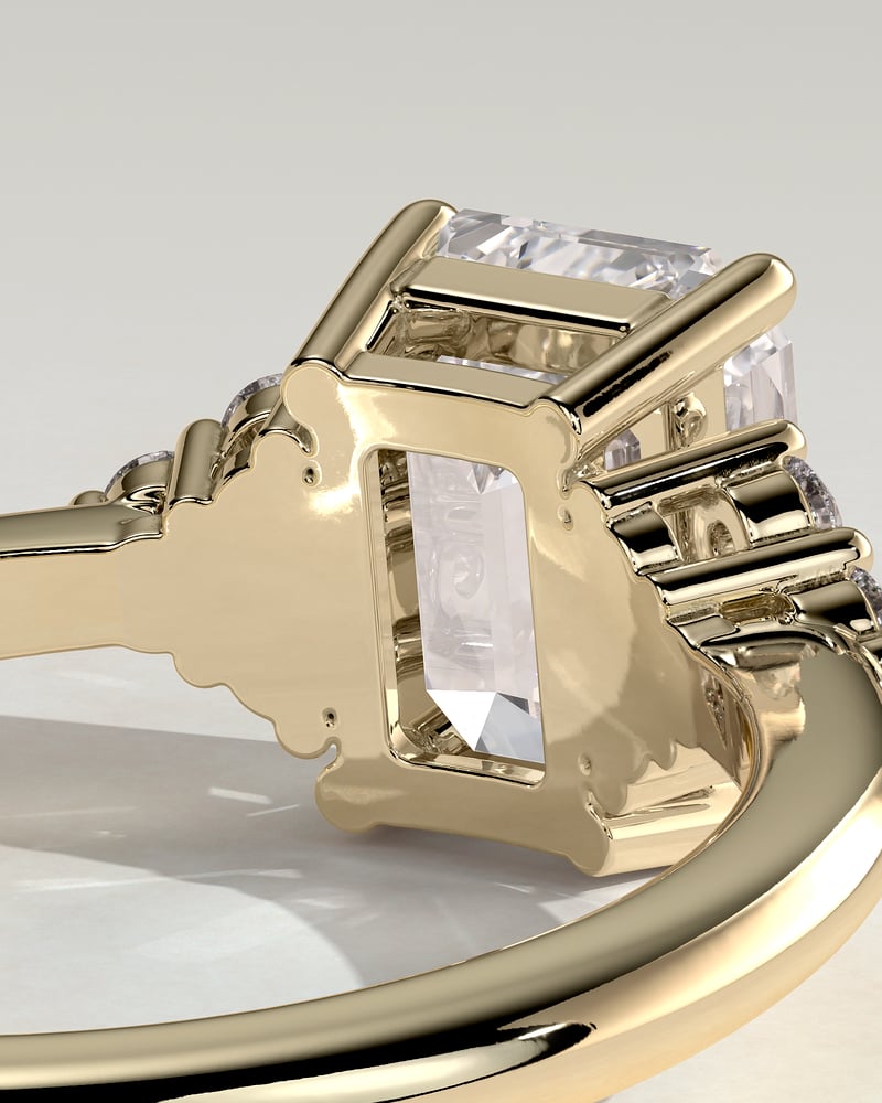 2.0 Ct Emerald Cut Cluster Moissanite Diamond Engagement Ring