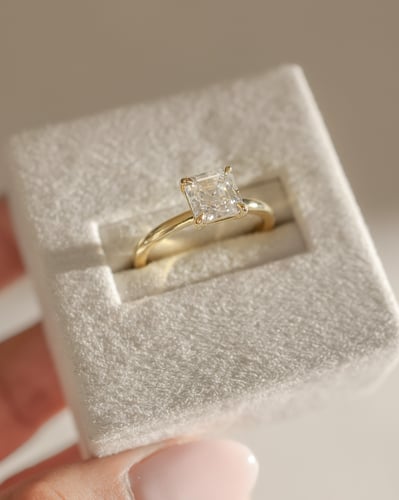 2 CT Asscher Cut Solitaire Moissanite Diamond Engagement Ring