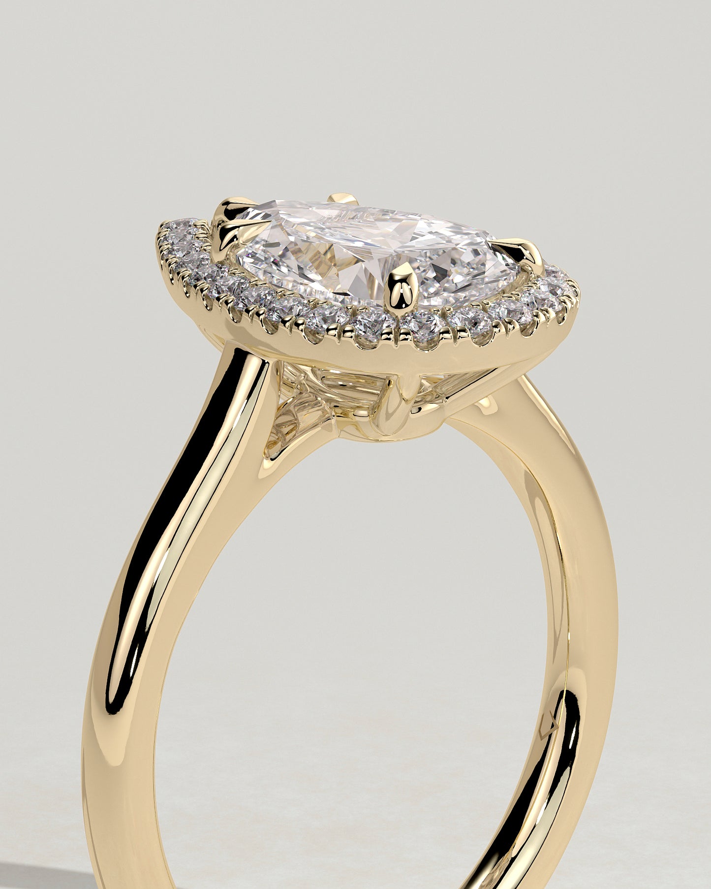 2 CT Pear Cut Halo Moissanite Diamond Engagement Ring