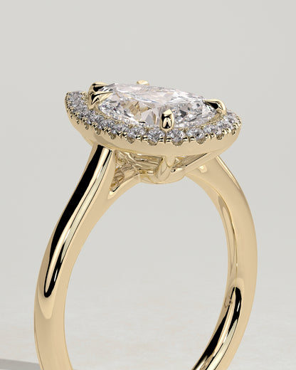 2 CT Pear Cut Halo Moissanite Diamond Engagement Ring