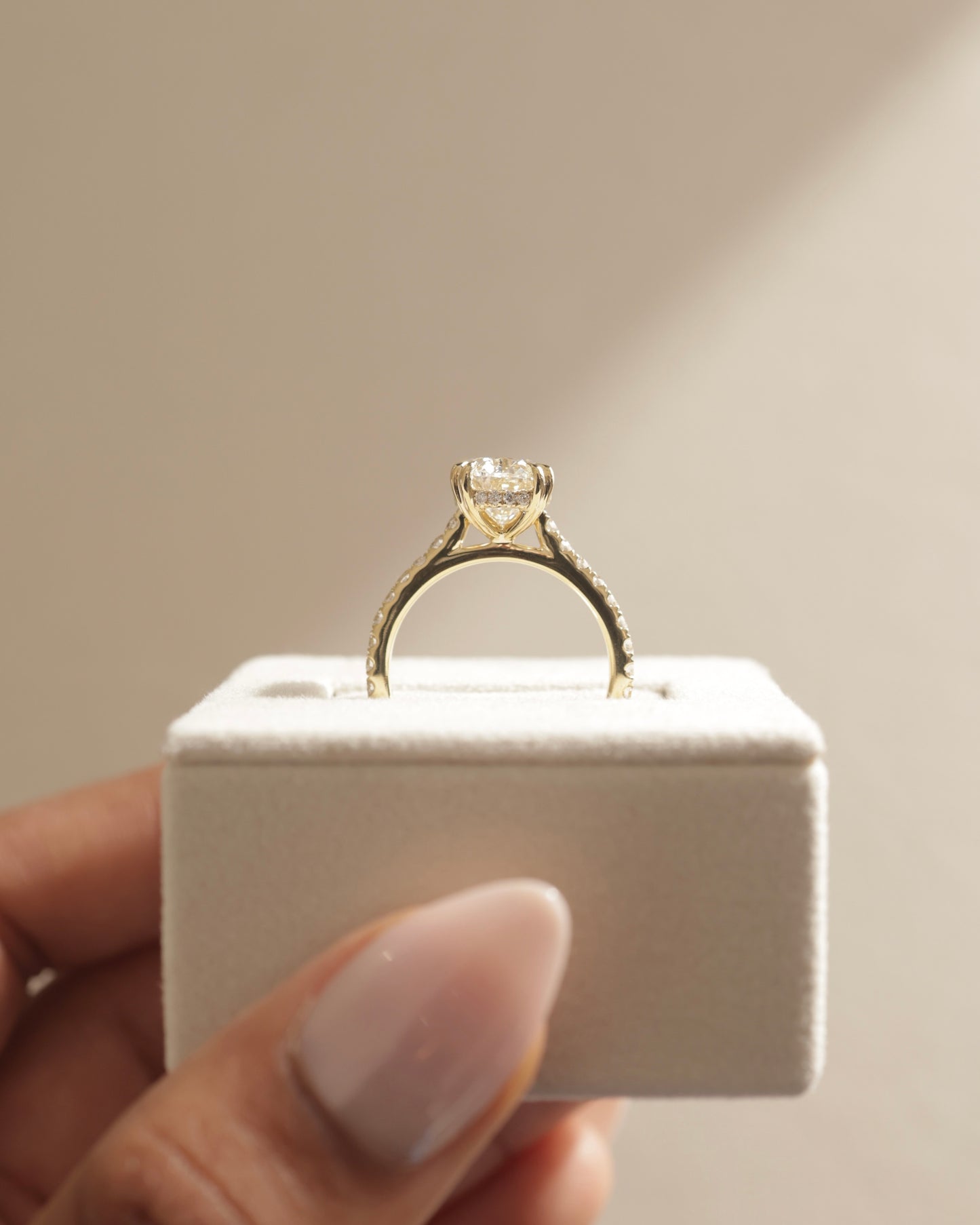 2.0 CT Oval Pave & Hidden Halo Moissanite Engagement Ring