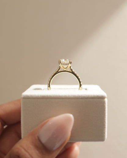 2.0 CT Oval Pave & Hidden Halo Moissanite Engagement Ring