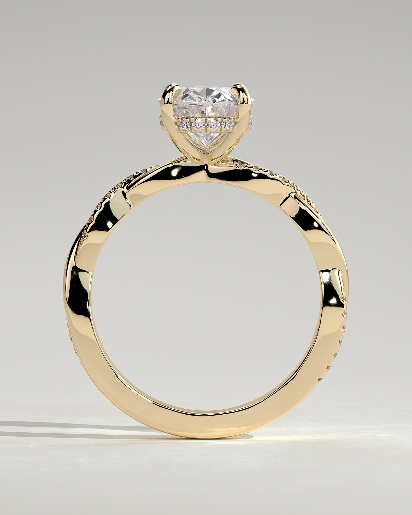 2.0 CT Oval Criss Cross Pave Moissanite Engagement Ring