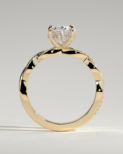 2.0 CT Oval Criss Cross Pave Moissanite Engagement Ring
