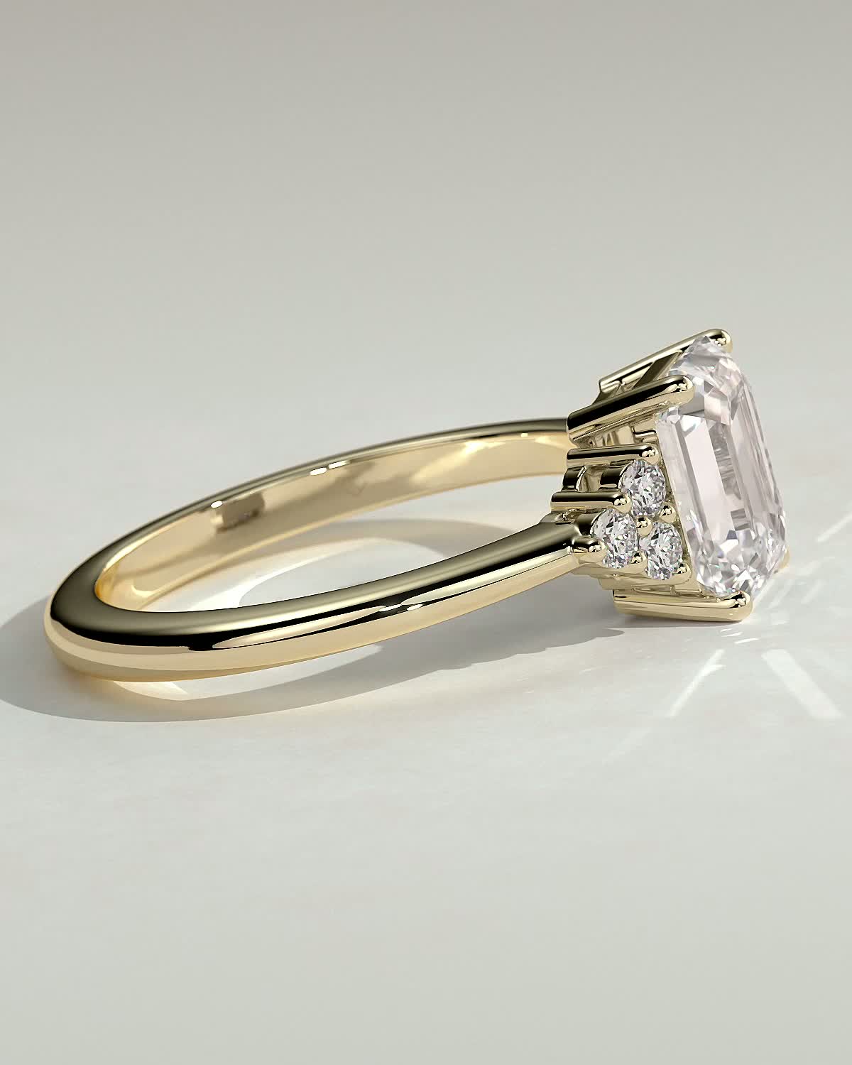 2.0 Ct Emerald Cut Cluster Moissanite Diamond Engagement Ring