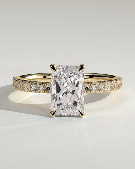 2.0 CT Radiant Pave & Hidden Halo Moissanite Diamond Engagement Ring
