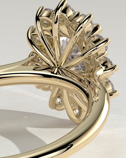 2 CT Oval Cut Cluster Halo Moissanite Diamond Engagement Ring