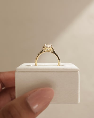2 CT Pear Cut Halo and Pave Moissanite Diamond Engagement Ring