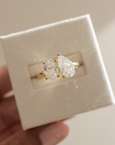 3.0 CT Oval & Pear Cut Toi Et Moi Moissanite Diamond Engagement Ring