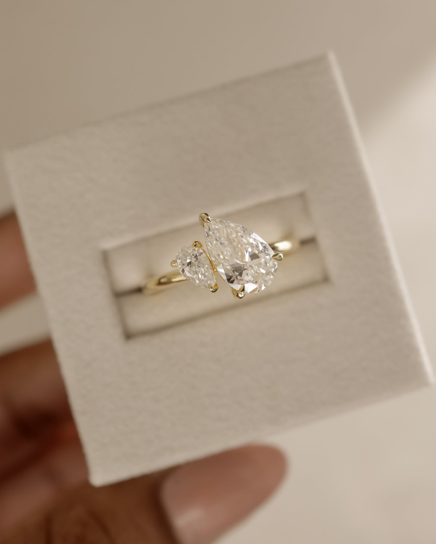 2.8 CT Pear Toi Et Moi Moissanite Diamond Engagement Ring