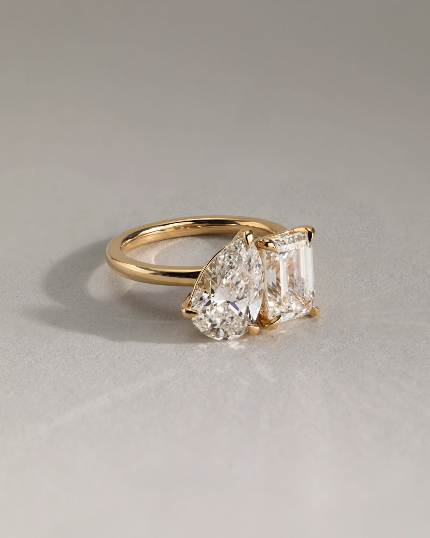 3.3 CT Emerald & Pear Cut Toi Et Moi Moissanite Engagement Ring