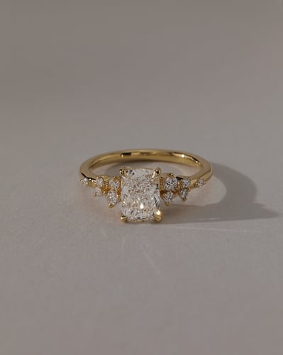 2.0 CT Elongated Cushion Cluster Moissanite Engagement Ring