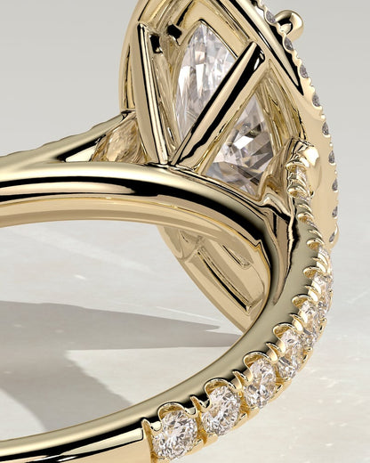 2 CT Marquise Cut Halo and Pave Moissanite Diamond Engagement Ring