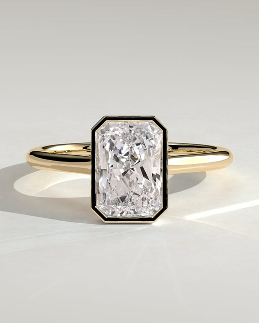 2 CT Radiant Solitaire & Bezel Moissanite Engagement Ring