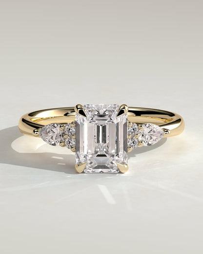 2 CT Emerald Cut Cluster Moissanite Diamond Engagement Ring
