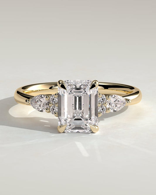 2 CT Emerald Cut Cluster Moissanite Diamond Engagement Ring
