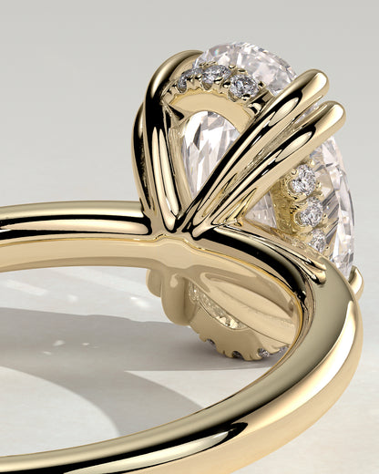 2.0 CT Oval Hidden Halo Moissanite Engagement Ring