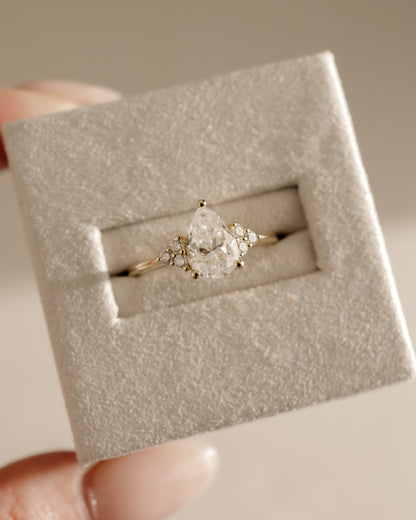 2.0 CT Pear Cluster Moissanite Engagement Ring