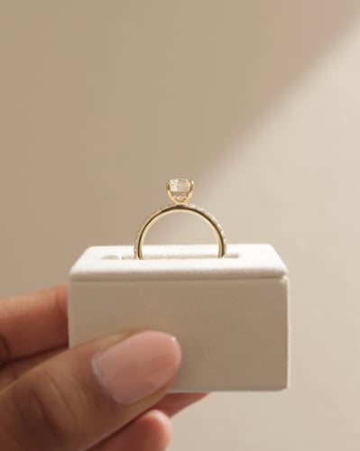 2.0 CT Elongated Cushion Hidden Halo & Pave Moissanite Engagement Ring