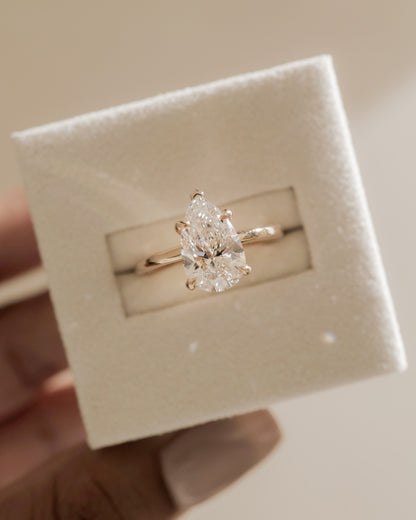 2.0 CT Pear Cut Hidden Halo Moissanite Diamond Engagement Ring