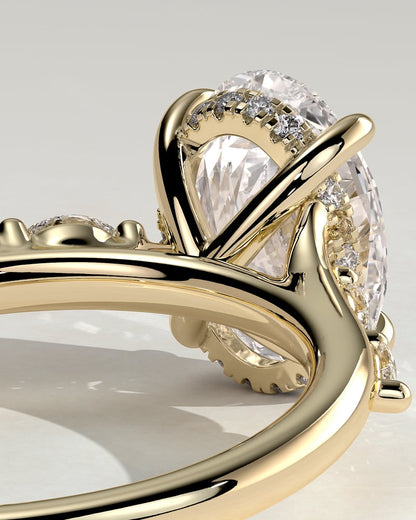 2.0 CT Oval Cut Criss Cross Pave Moissanite Diamond Engagement Ring