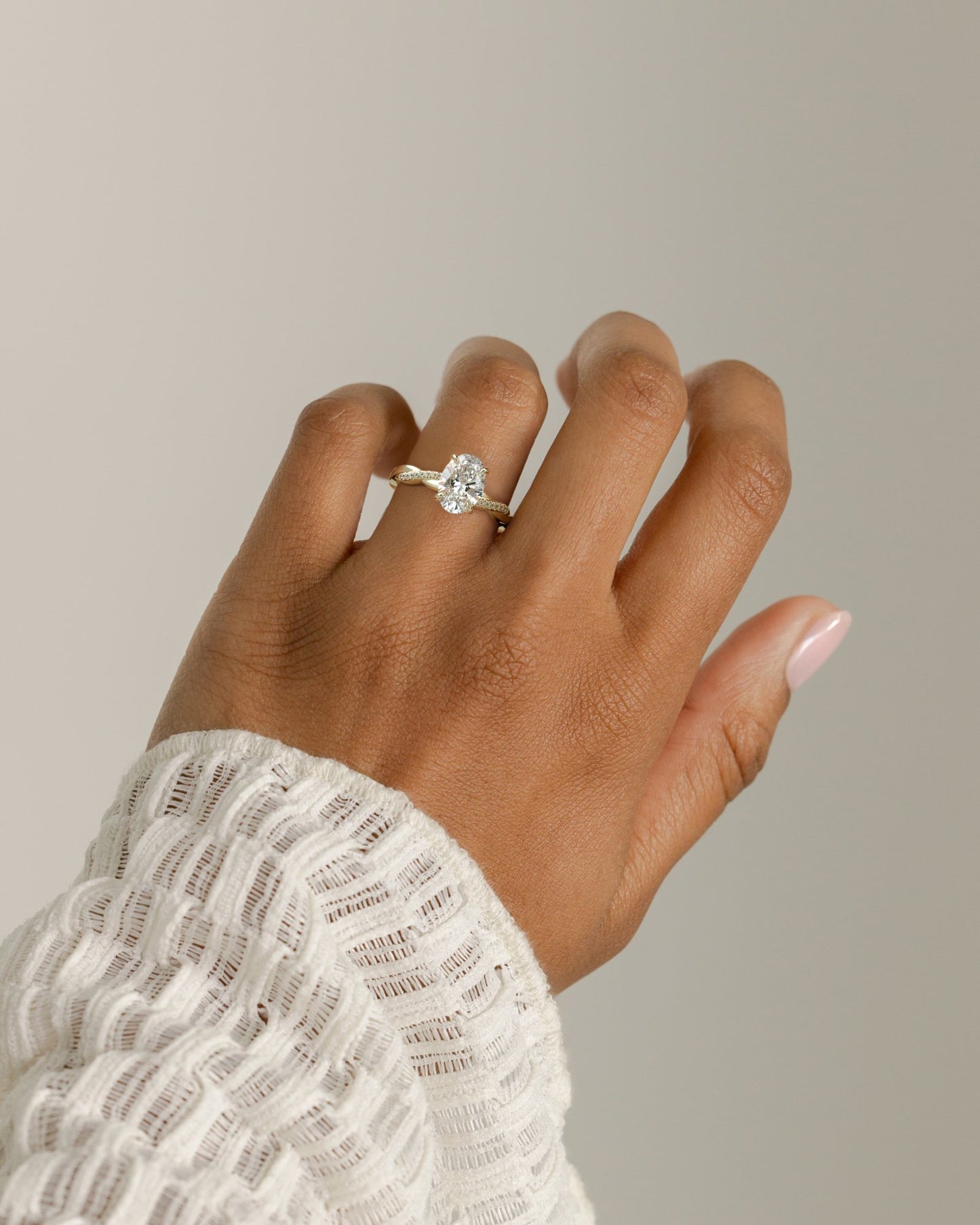 2.0 CT Oval Criss Cross Pave Moissanite Engagement Ring