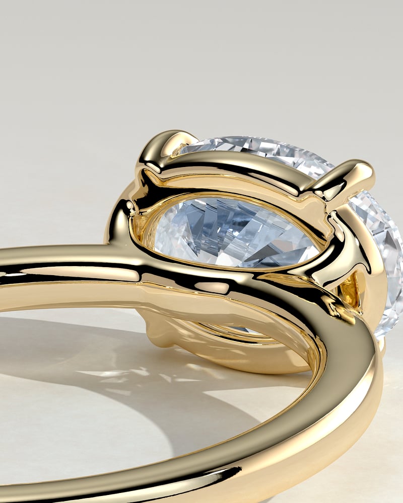 2.0 CT Oval East West Solitaire Moissanite Engagement Ring