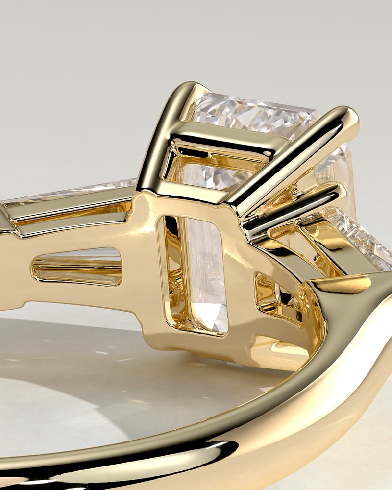 2 CT Emerald Cut Three Stones Moissanite Diamond Engagement Ring