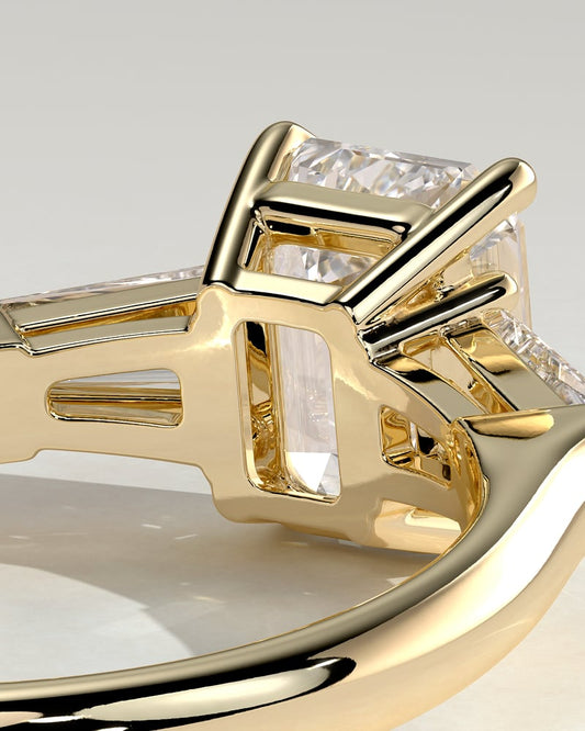 2 CT Emerald Cut Three Stones Moissanite Diamond Engagement Ring