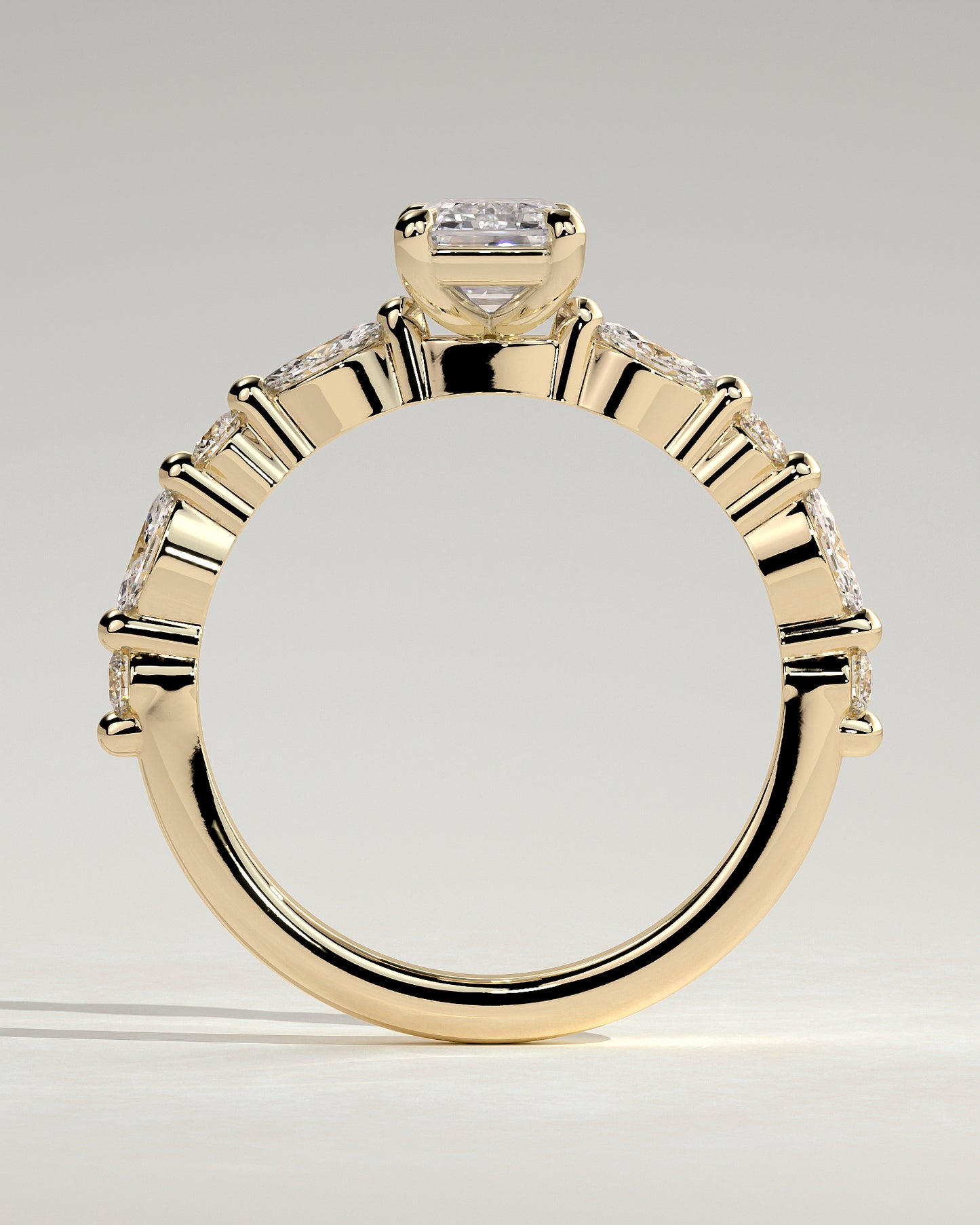 2 CT Emerald Cut Pave Moissanite Engagement Ring