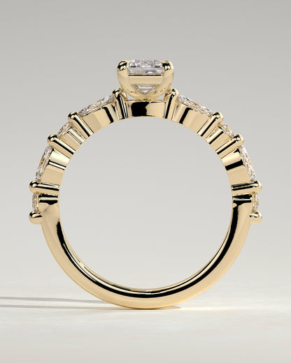 2 CT Emerald Cut Pave Moissanite Engagement Ring