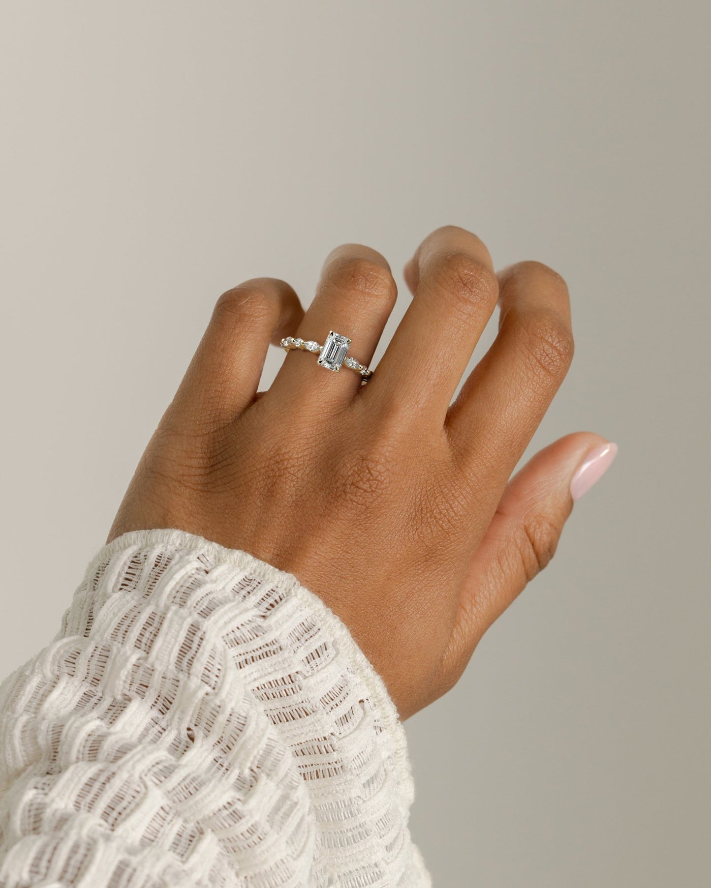 2 CT Emerald Cut Pave Moissanite Engagement Ring