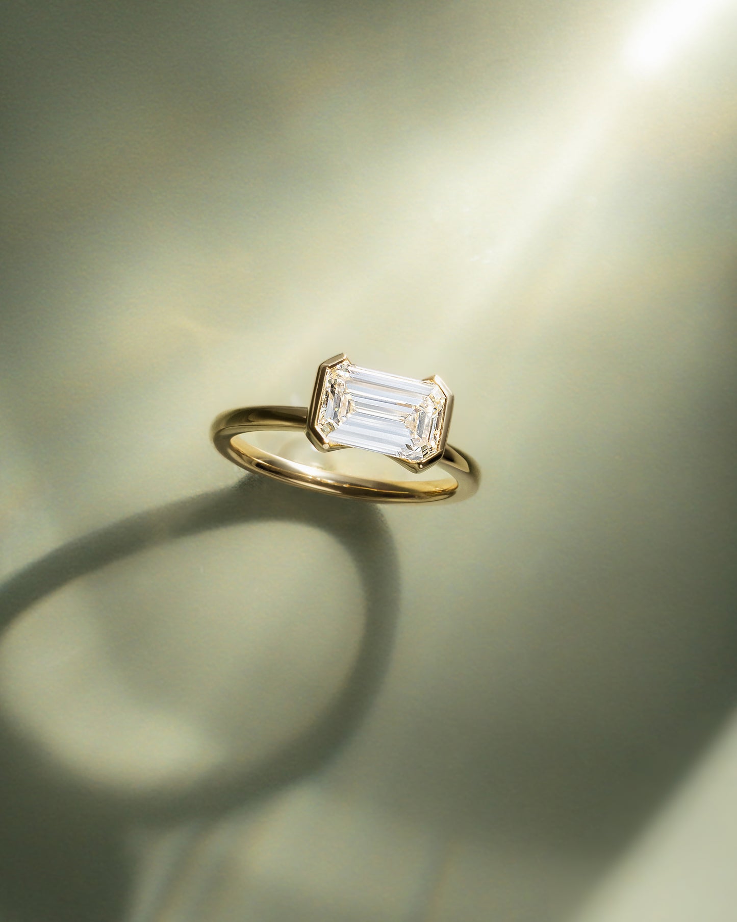 2 CT Emerald Cut East-West Solitaire Moissanite Engagement Ring