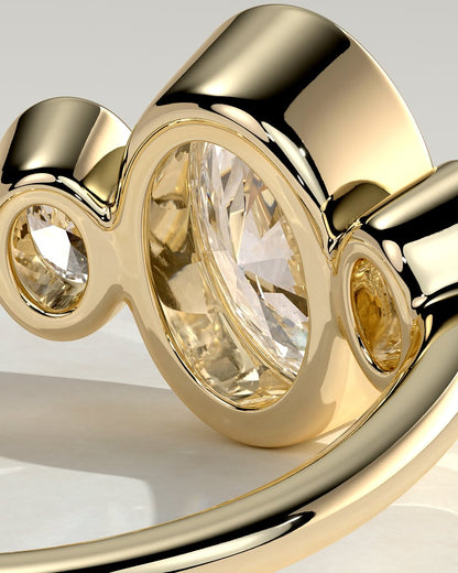 2.0 CT Oval Cut Three Stones & Bezel Moissanite Diamond Engagement Ring