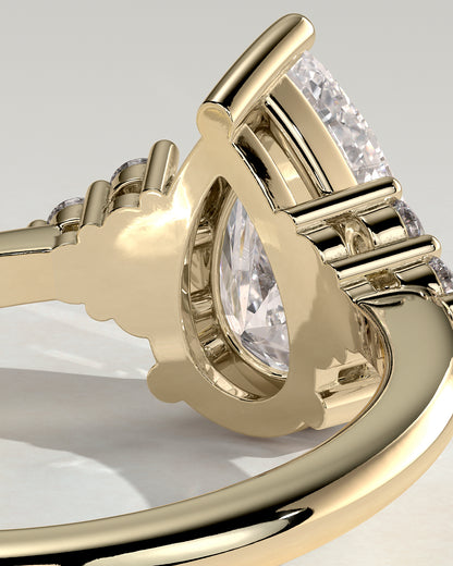 2.0 CT Pear Cluster Moissanite Engagement Ring