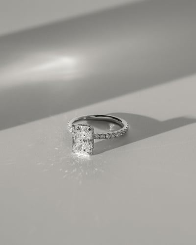 2.0 CT Radiant Pave & Hidden Halo Moissanite Diamond Engagement Ring