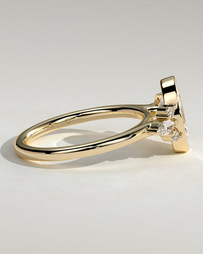 2.0 CT Oval Cluster & Bezel Styled Moissanite Engagement Ring