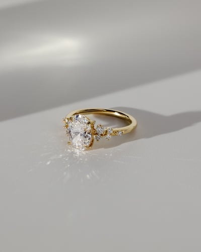 2.0 CT Oval Cluster Moissanite Engagement Ring