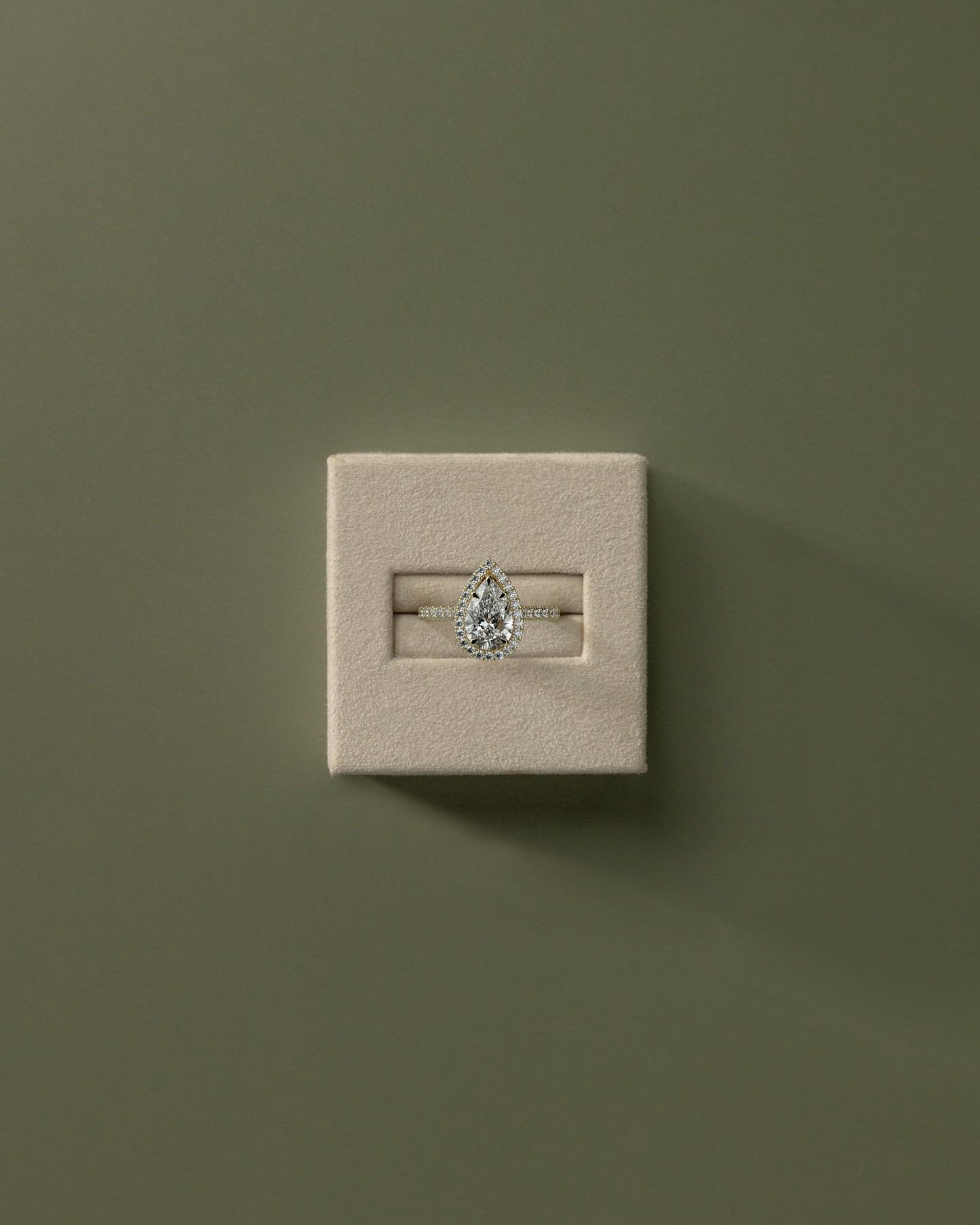 2 CT Pear Cut Halo and Pave Moissanite Diamond Engagement Ring