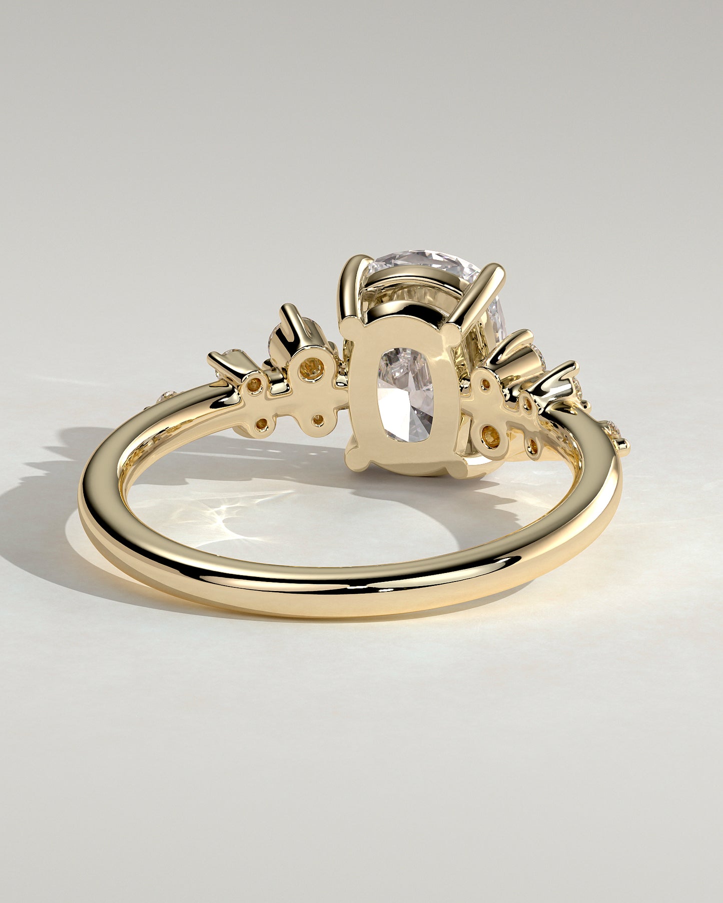 2.0 CT Elongated Cushion Cluster Moissanite Engagement Ring