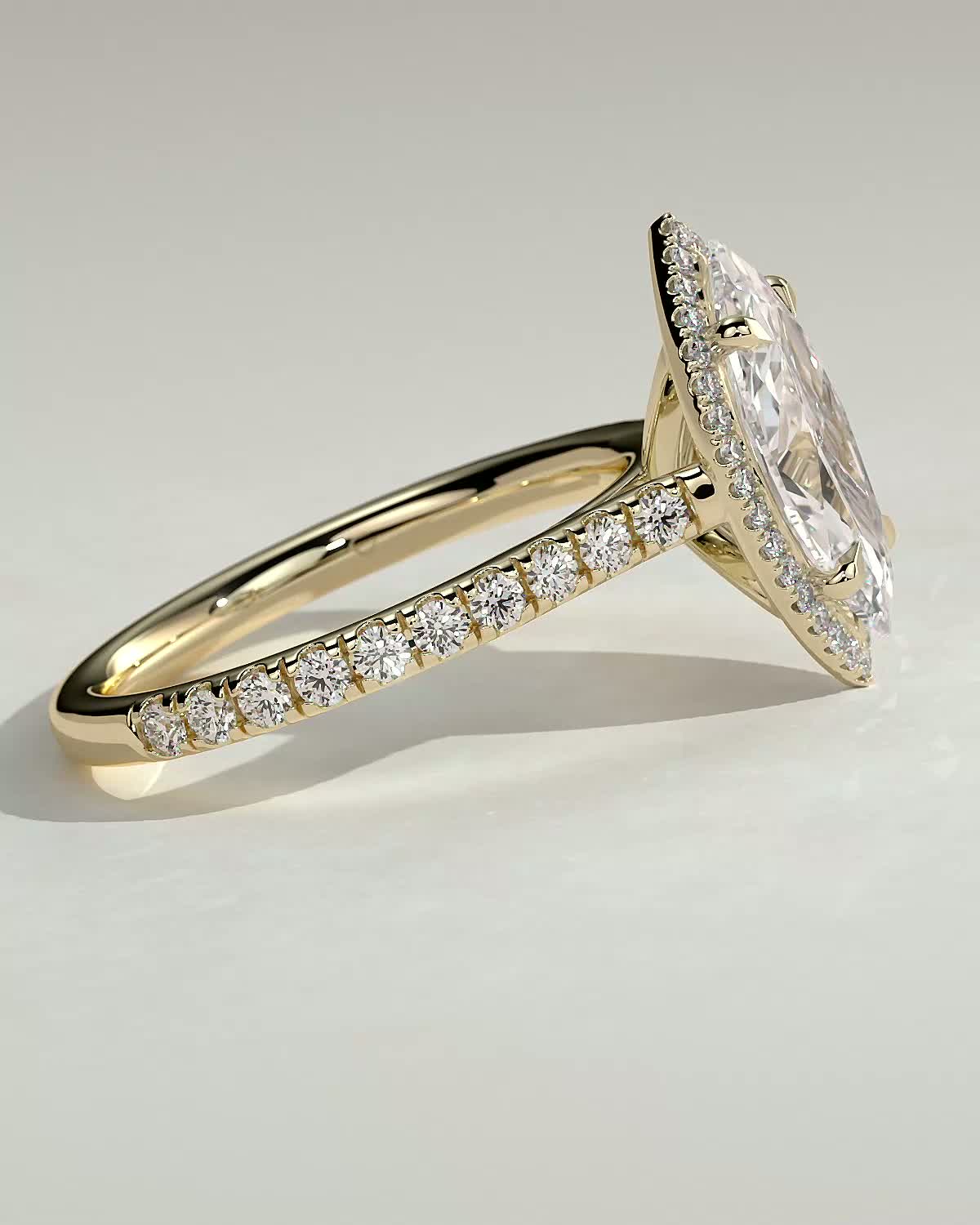 2 CT Marquise Cut Halo and Pave Moissanite Diamond Engagement Ring