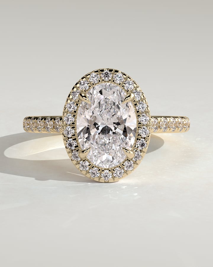 2 CT Oval Cut Halo and Pave Moissanite Diamond Engagement Ring
