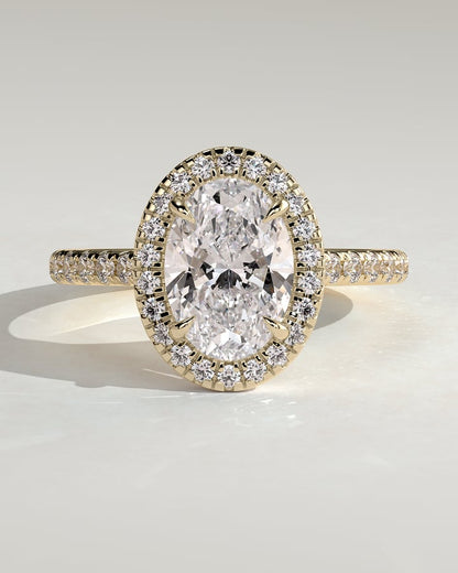 2 CT Oval Cut Halo and Pave Moissanite Diamond Engagement Ring