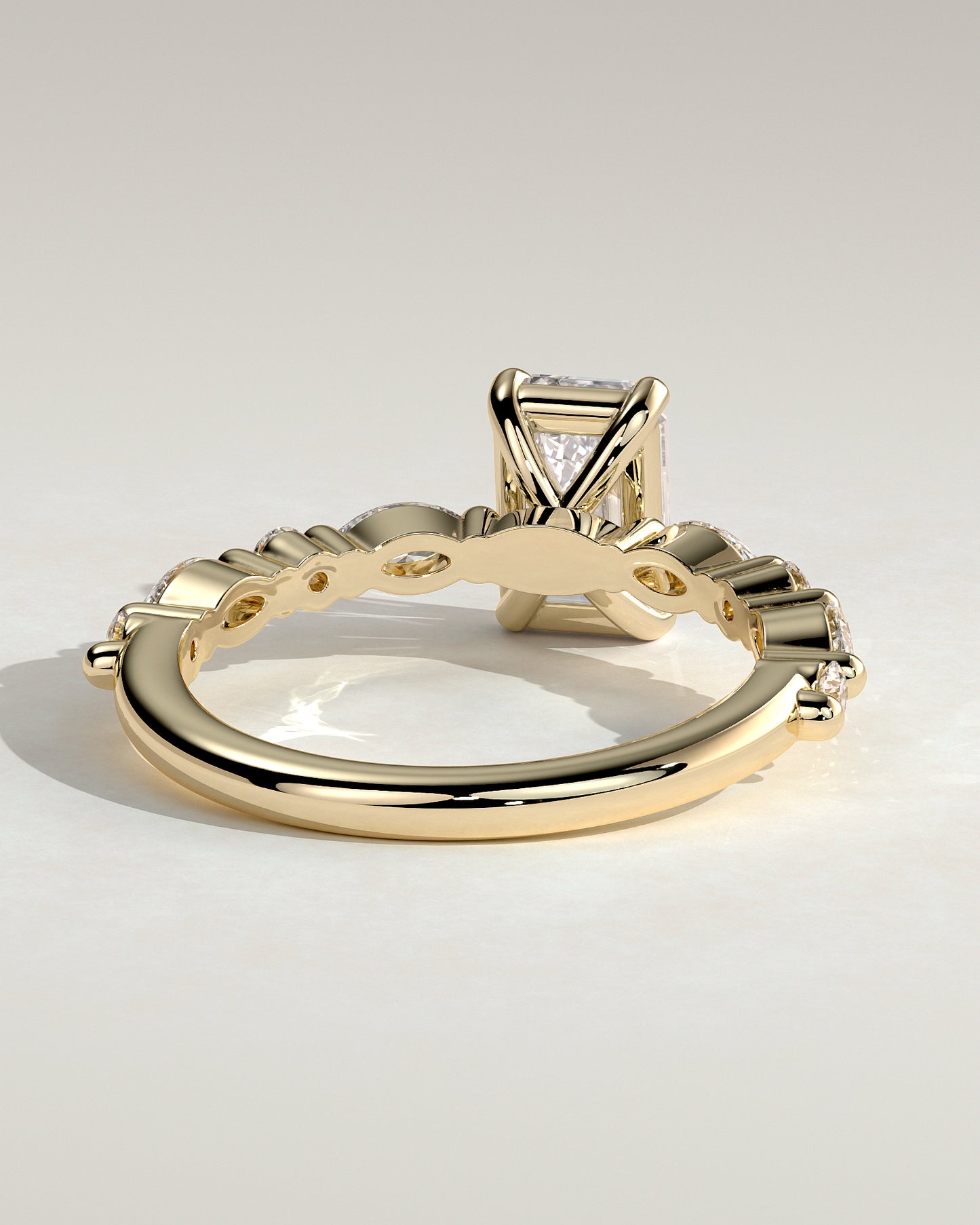 2 CT Emerald Cut Pave Moissanite Engagement Ring