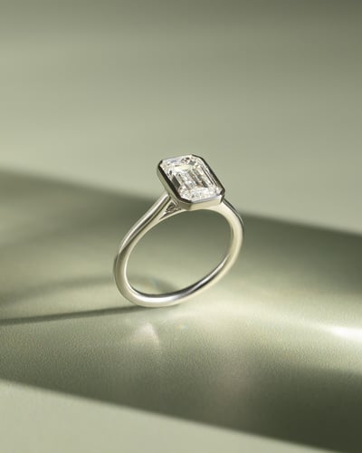 2.0 CT Emerald Cathedral & Bezel Moissanite Engagement Ring