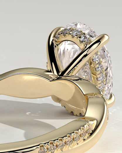 2.0 CT Oval Criss Cross Pave Moissanite Engagement Ring