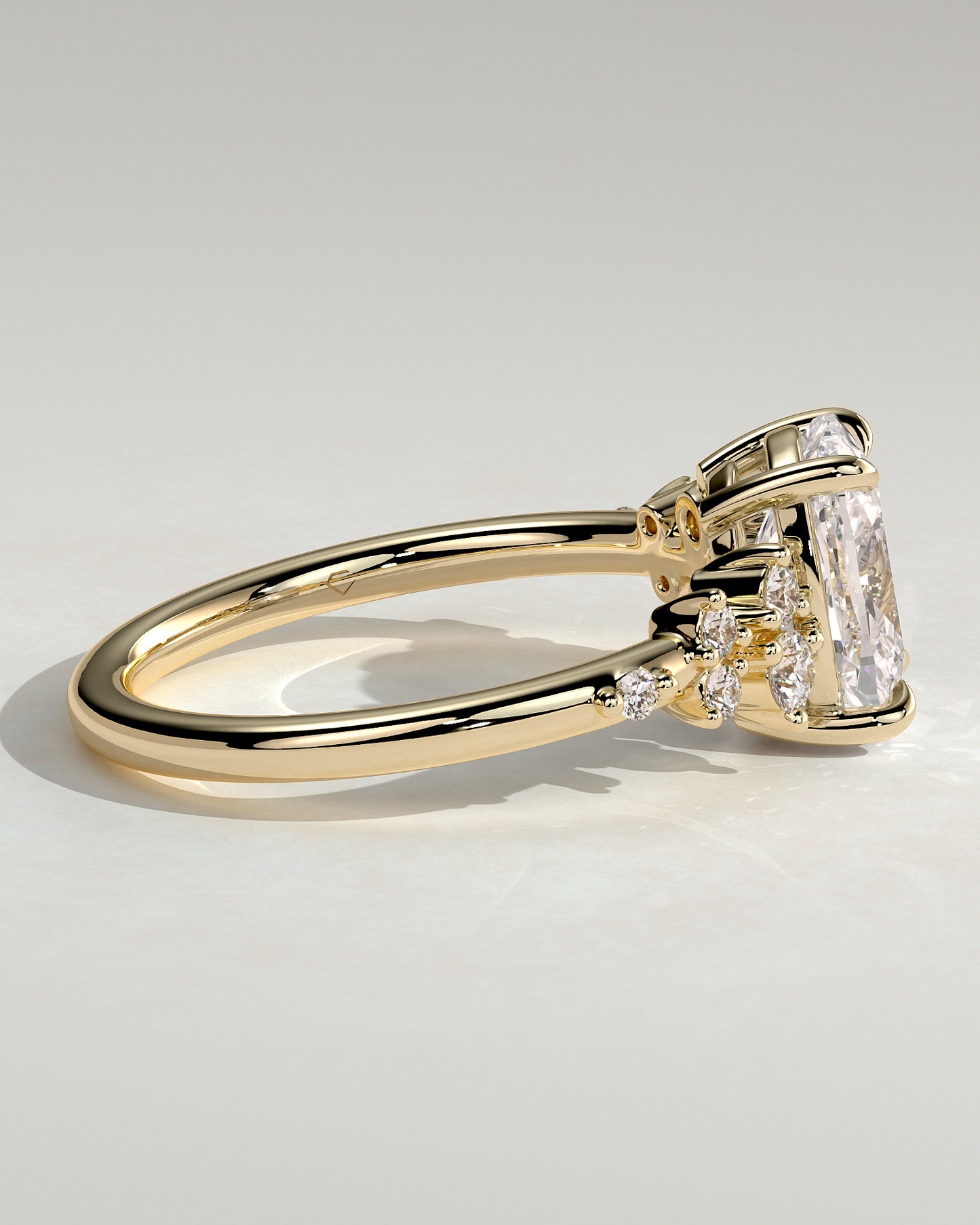 2.0 CT Elongated Cushion Cluster Moissanite Engagement Ring