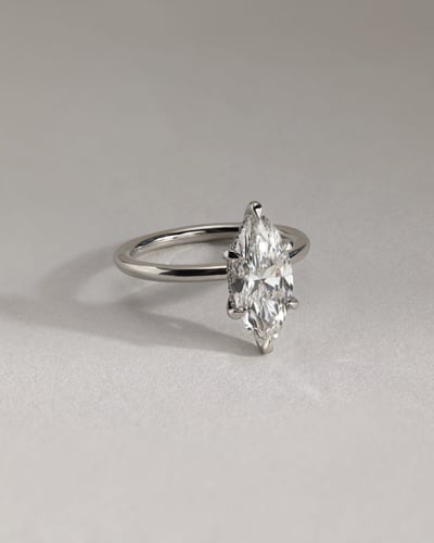 2.0 CT Marquise Hidden Halo Moissanite Diamond Engagement Ring